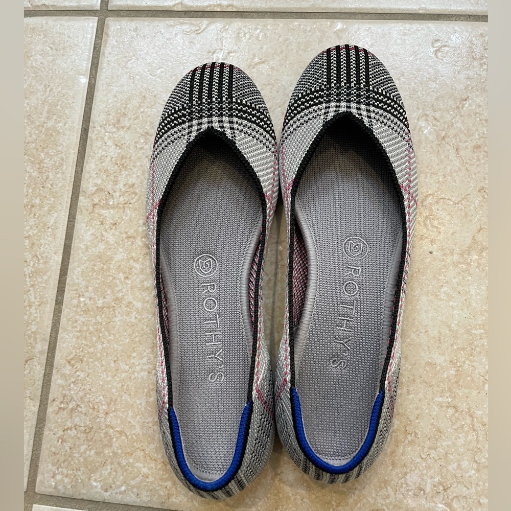 Rothy’s Grey Glen Plaid Flats